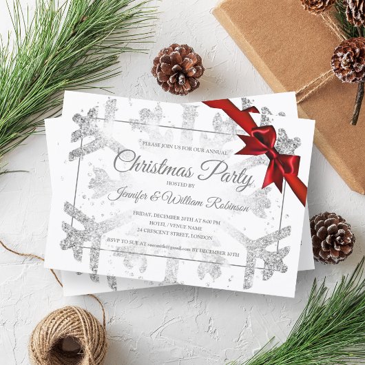 Invitation Luxueux Silver Parties scintillant Xmas Holiday Re