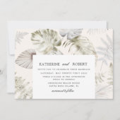 Invitation Luxueux Silver Tropical Foliage Mariage (Devant)