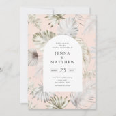 Invitation Luxueux Silver Tropical Foliage Mariage (Devant)