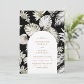 Invitation Luxueux Silver Tropical Foliage Mariage (Debout devant)