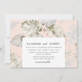 Invitation Luxueux Silver Tropical Foliage Mariage (Devant)