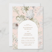 Invitation Luxueux Silver Tropical Foliage Mariage (Devant)