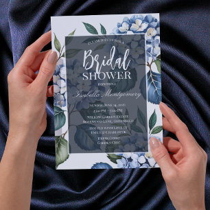 Invitation Luxueux Soft Blue Hydrangea Baby Shower de Mariage