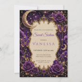 Invitation Luxueux Strass Violet Glitter doux 16 (Devant)