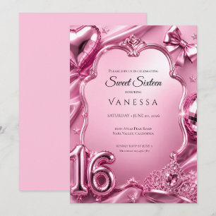 Invitation Luxueux Sweet 16 Rose