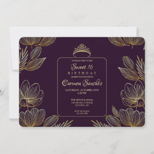 Invitation Luxueux Sweet sixteen Floral