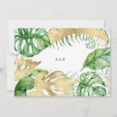 Invitation Luxueux Tropical Golden Foliage Mariage (Dos)