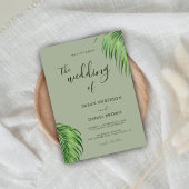 Invitation Luxueux Tropical Watercolor Palm Feuille Mariage