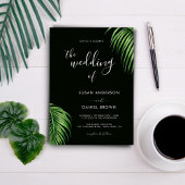 Invitation Luxueux Tropical Watercolor Palm Feuille Mariage