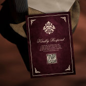 Invitation Luxuriant Bourgogne Gold Frame Mariage islamique