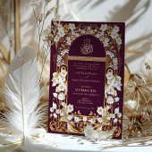 Invitation Luxuriant Plum Bourgogne et Mariage islamique Or