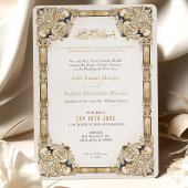Invitation Luxuriante Marine Gold Cream Mariage islamique