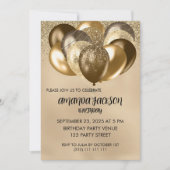 Invitation Luxurious Gold Balloons General Birthday Invite (Devant)