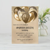 Invitation Luxurious Gold Balloons General Birthday Invite (Debout devant)