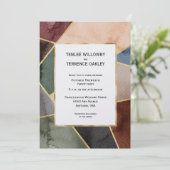 Invitation Luxurious Gold Geometric Blue Brown Green (Debout devant)