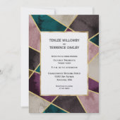 Invitation Luxurious Gold Geometric Green Purple Wedding (Devant)