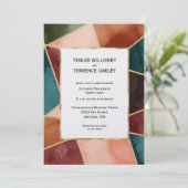 Invitation Luxurious Gold Geometric Purple Rust Teal Wedding (Debout devant)