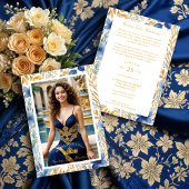Invitation Luxurious Navy Blue & Gold Exquisite Tiara XV's