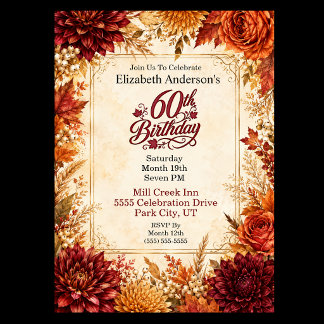 Invitation Luxury Autumn 60th Birthday Party