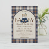 Invitation Luxury Bear Preppy Girl Baby Shower (Debout devant)