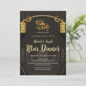 Invitation Luxury Black and Gold Silk Curtain Islamic Iftar (Debout devant)