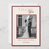Invitation Luxury Black and white photo Wedding Thank You (Devant)