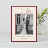Invitation Luxury Black and white photo Wedding Thank You (Debout devant)