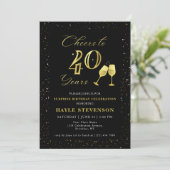 Invitation Luxury Black Gold Confetti encourage à 40e anniver (Debout devant)