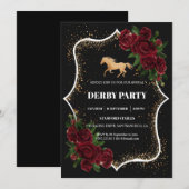 Invitation Luxury Black & Gold Glitter Kentucky Derby Invitat (Devant / Derrière)