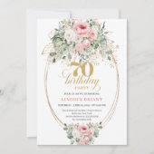 Invitation Luxury Blush Roses Digital 70th Birthday Invite (Devant)