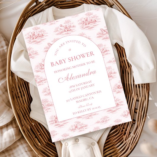Invitation Luxury Blush Toile Baby Shower