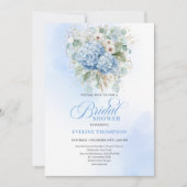 Invitation Luxury Bohemian Blue Hydrangea Bridal Shower Invit (Devant)