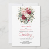 Invitation Luxury Bohemian Ruby Red White Gold Wedding Invite (Devant)