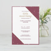 Invitation Luxury burgundy gold 50th Wedding Anniversary  (Debout devant)