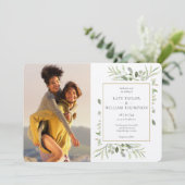 Invitation Luxury Chic Botanical Greenery Photos Mariage (Debout devant)
