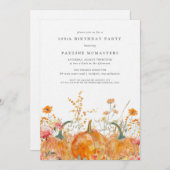 Invitation Luxury Citrouille Fleur sauvage automne 100e anniv (Devant / Derrière)