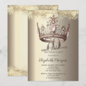 Invitation Luxury Crown Gold Confetti 70e anniversaire (Devant / Derrière)