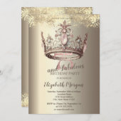 Invitation Luxury Crown Gold Confetti 75e anniversaire (Devant / Derrière)