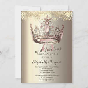 Invitation Luxury Crown Gold Confetti 75e anniversaire