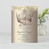 Invitation Luxury Crown Gold Confetti 80e anniversaire (Debout devant)