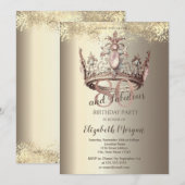 Invitation Luxury Crown Gold Confetti 80e anniversaire (Devant / Derrière)