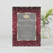 Invitation Luxury Diamonds Dark Red Graduation (Debout devant)