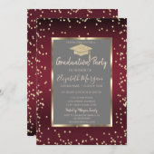 Invitation Luxury Diamonds Dark Red Graduation (Devant / Derrière)