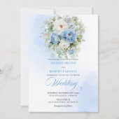 Invitation Luxury Dusty Blue Floral Digital Wedding Invite (Devant)