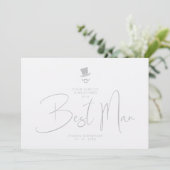 Invitation Luxury Elegant Grey Gorgeous Script Best Man (Debout devant)