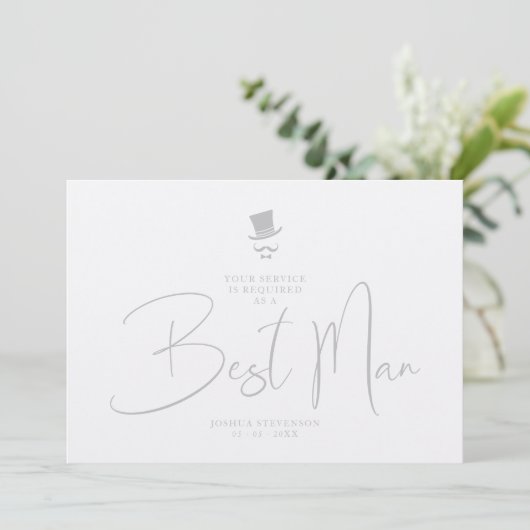 Invitation Luxury Elegant Grey Gorgeous Script Best Man (Debout devant)