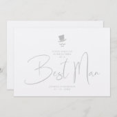 Invitation Luxury Elegant Grey Gorgeous Script Best Man (Devant / Derrière)