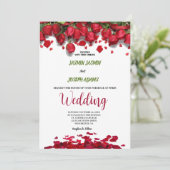Invitation Luxury Elegant Red Roses Wedding  (Debout devant)