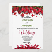 Invitation Luxury Elegant Red Roses Wedding  (Devant / Derrière)