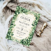 Invitation Luxury Eucalyptus Greenery Gold Botanical Frame